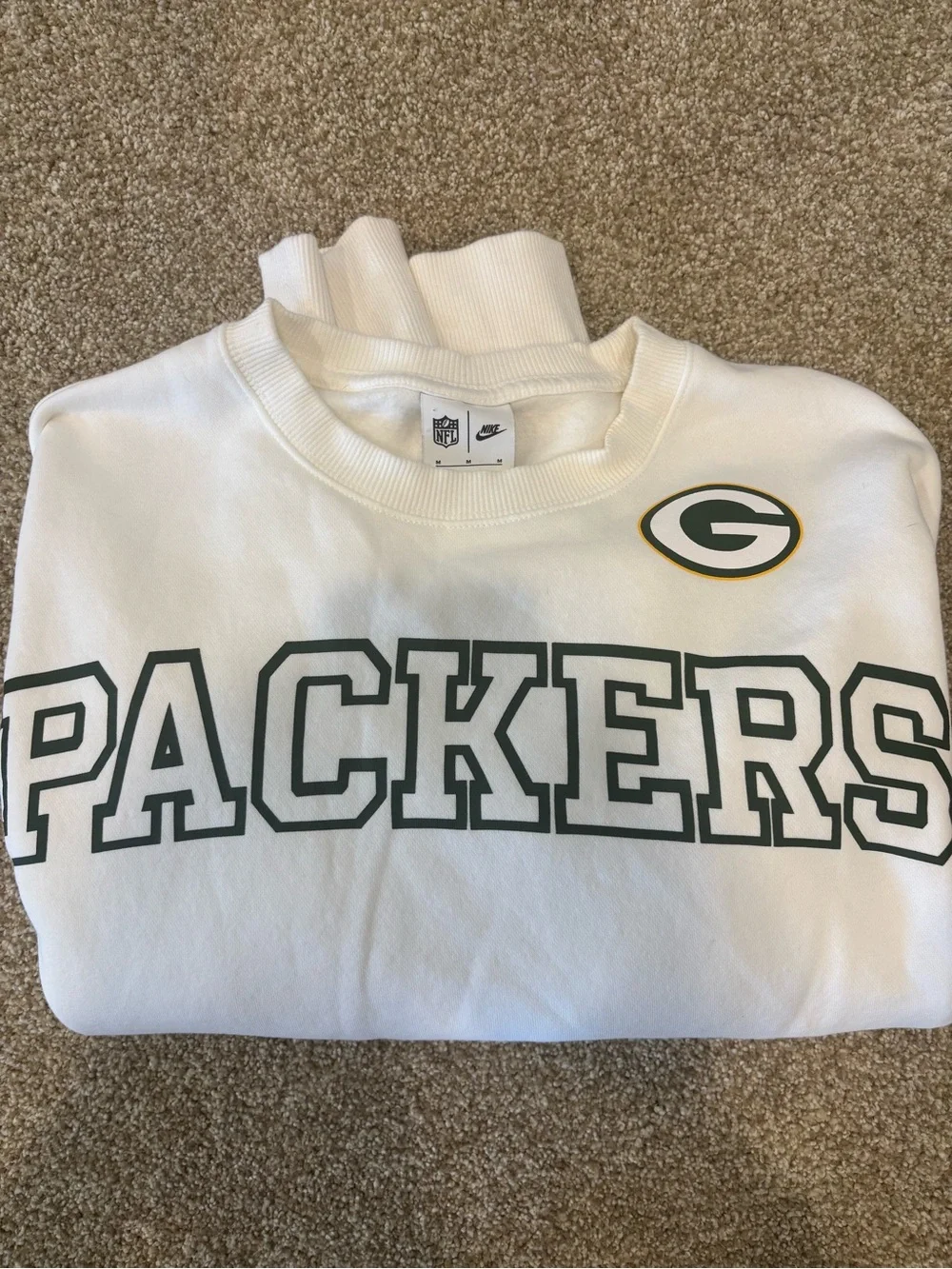 Nike White Green Bay Packers Crewneck Sweatshirt